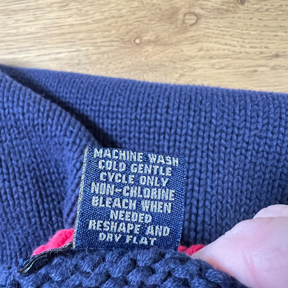 Vintage Charter Club Christmas Mock Neck‎ Sweater Navy Blue Size Medium Grandma - Picture 4 of 4